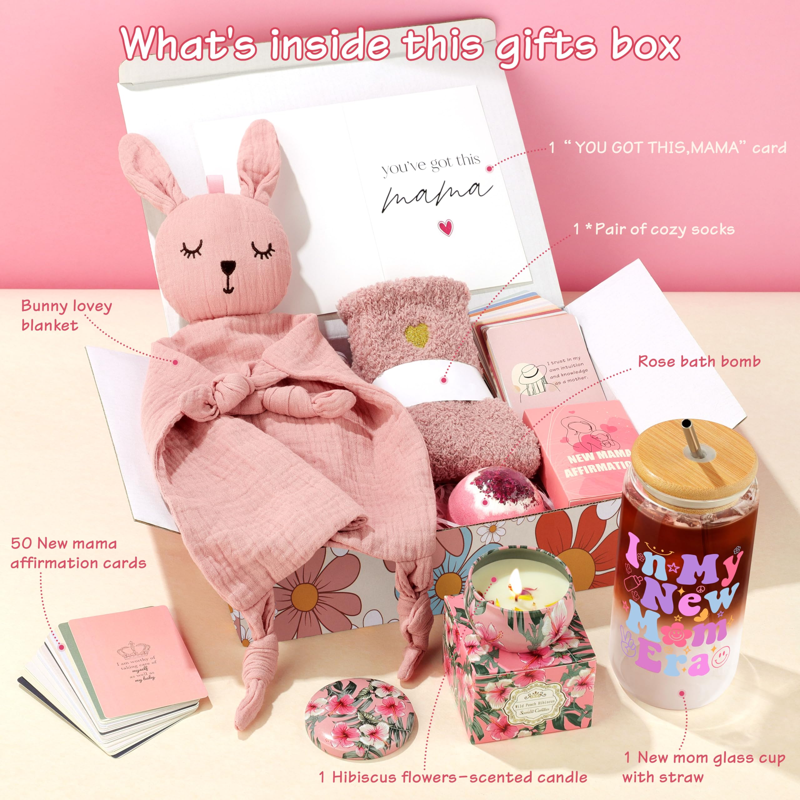 New Mom Gifts, Postpartum Gifts for Mom, Pregnancy Gift Basket After Birth, First Time Mothers Day Gift for Women