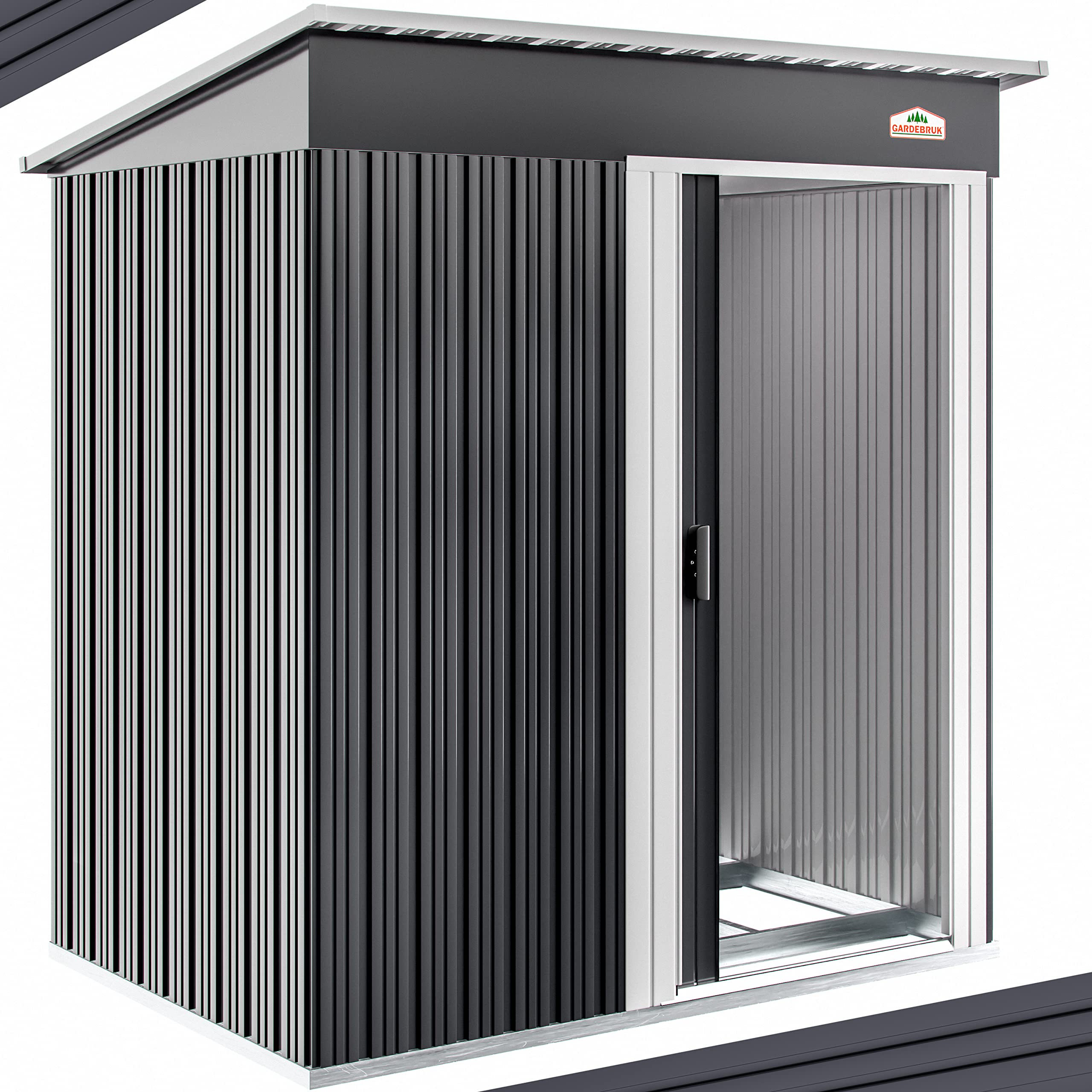 GARDEBRUK® Cobertizo metálico Caseta de Jardin para Almacenamiento de Herramientas 181x162x86 Antracida Puerta corrediza