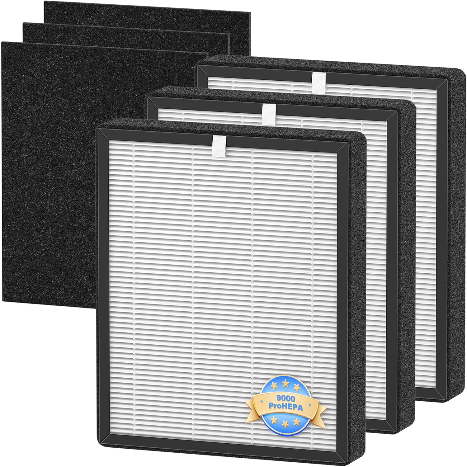 ProHEPA 9000 True HEPA Replacement Filters Compatible with VEVA ProHEPA 9000 Puri-fiers, 3 pack H13 True HEPA Filters & 3 Activated Carbon Pre-Filters