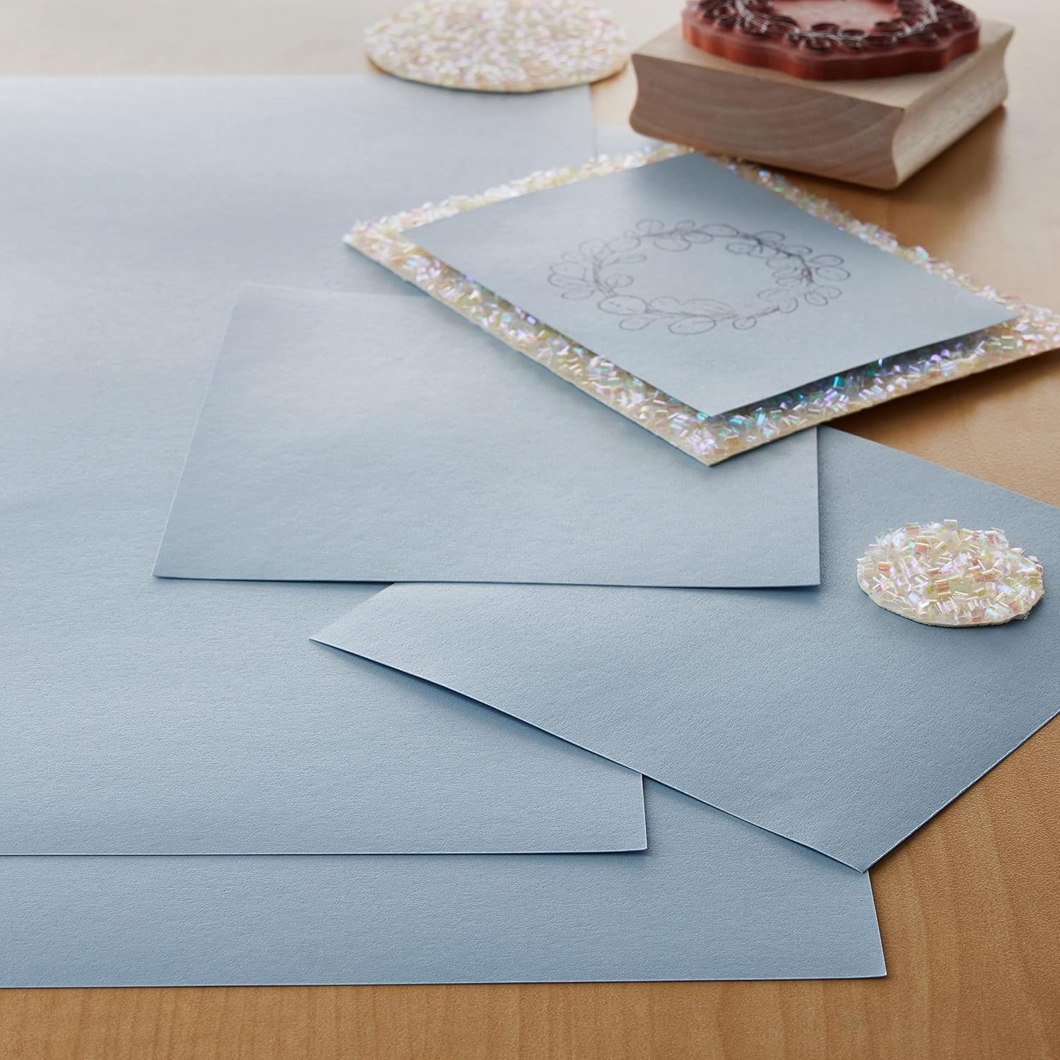 Recollections 48 Sheets Light Blue Shimmer 12" x 12" Cardstock Paper - Acid & Lignin Free Paper for Scrapbooks, Arts & Crafts - Bulk Pack