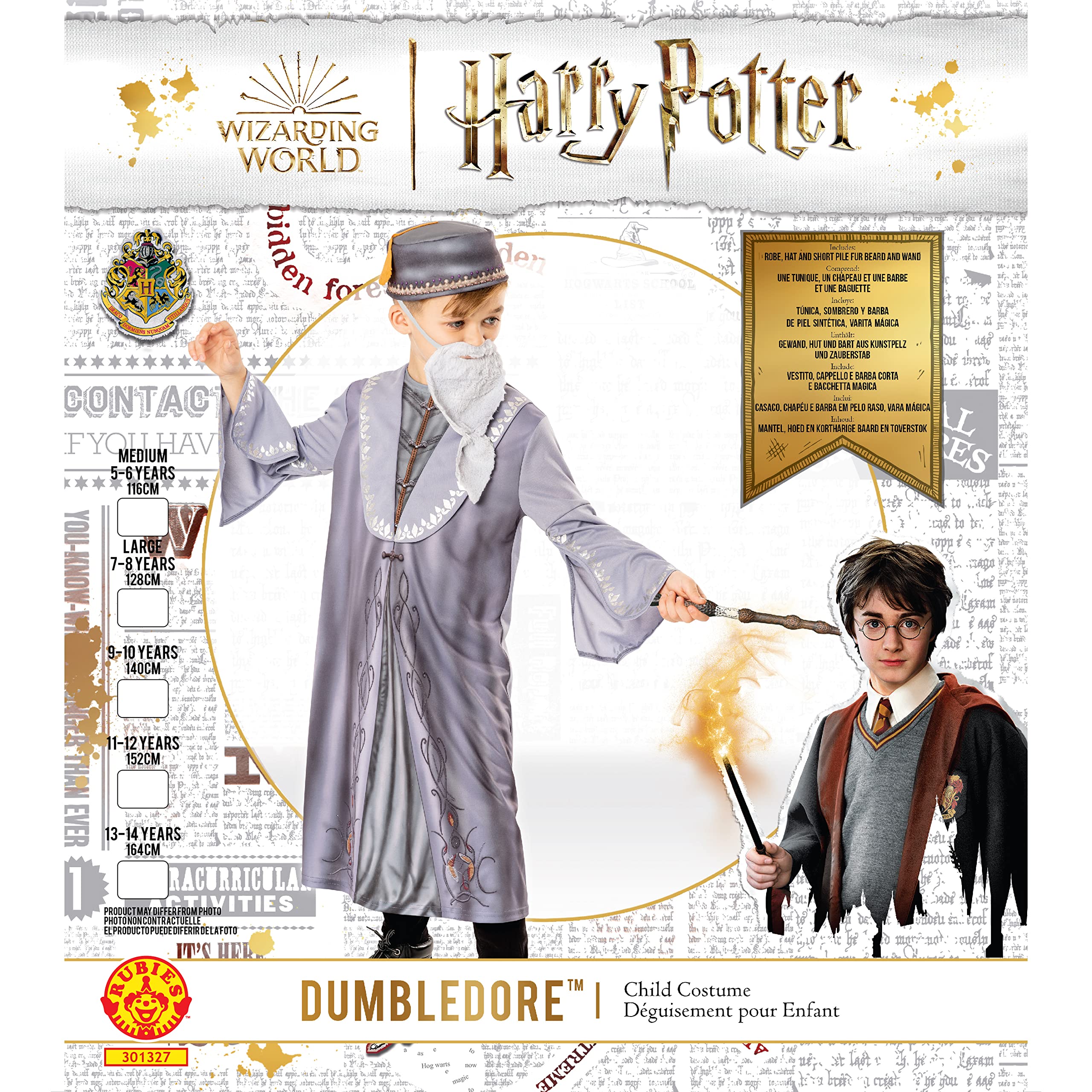 Rubies Costume ufficiale di Harry Potter Silente per bambini, festa del libro