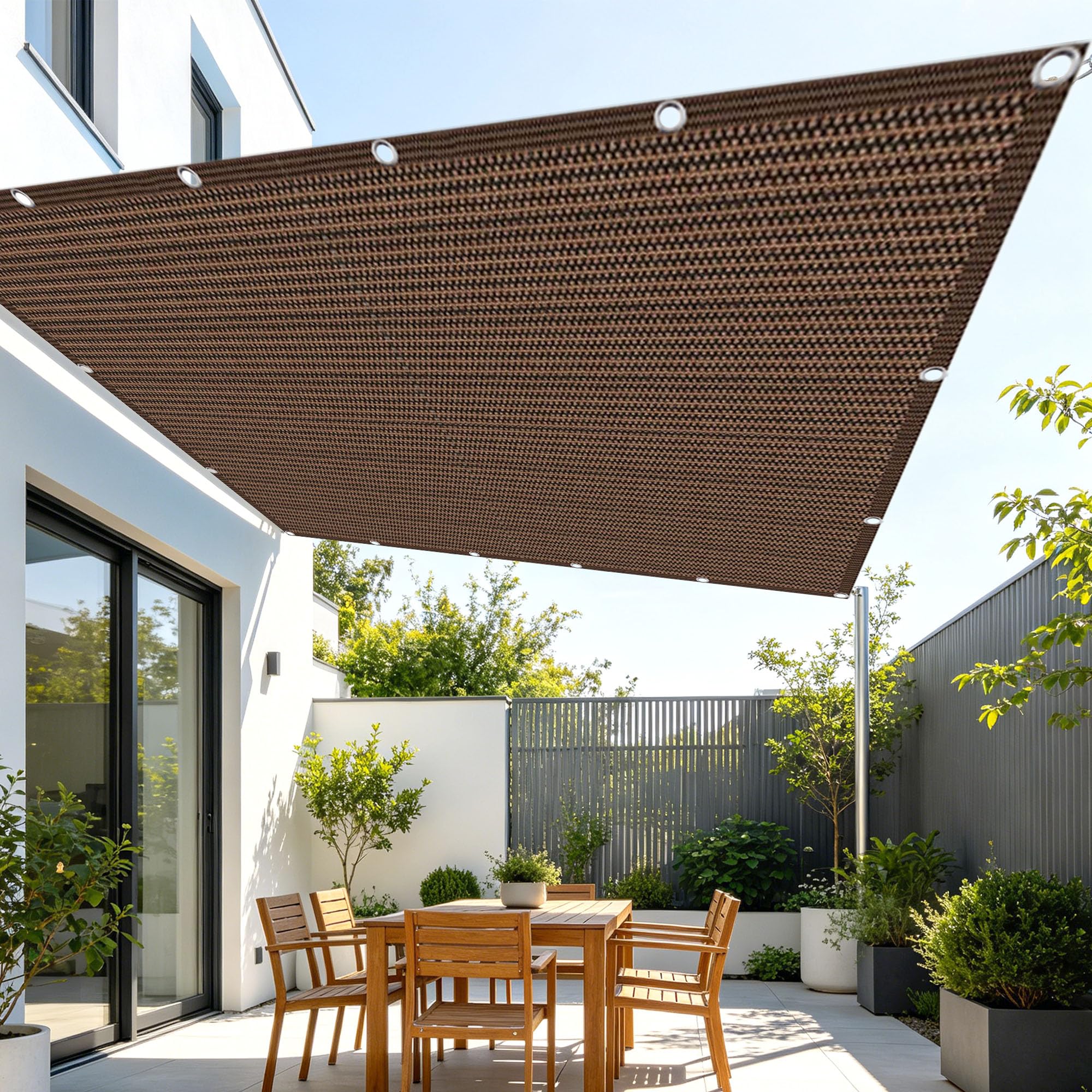 Shade Netting 1.3 x 1.3 m UV Sunblock Sunblock Shade Cloth Durable for Plant Patio Pool Carport Pergola Cover, Brown