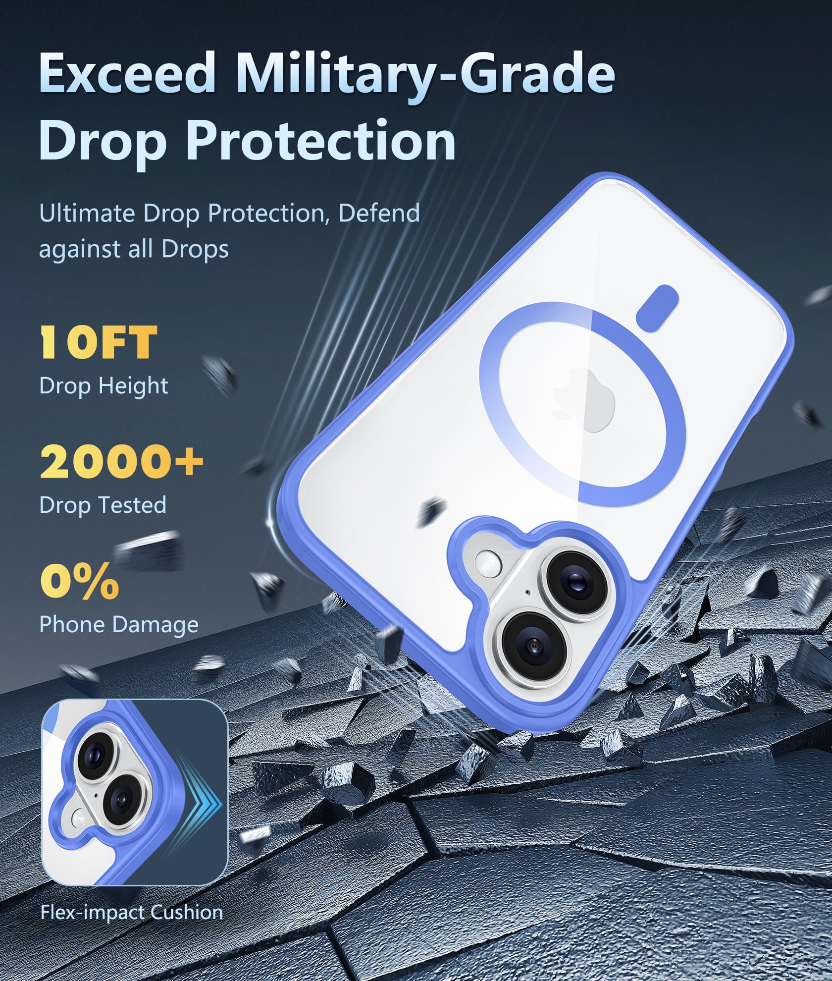 FNTCASE for iPhone 16 Phone Case: Clear Magnetic Military Grade Drop Protection Anti Yellowing Slim Case - Image 4