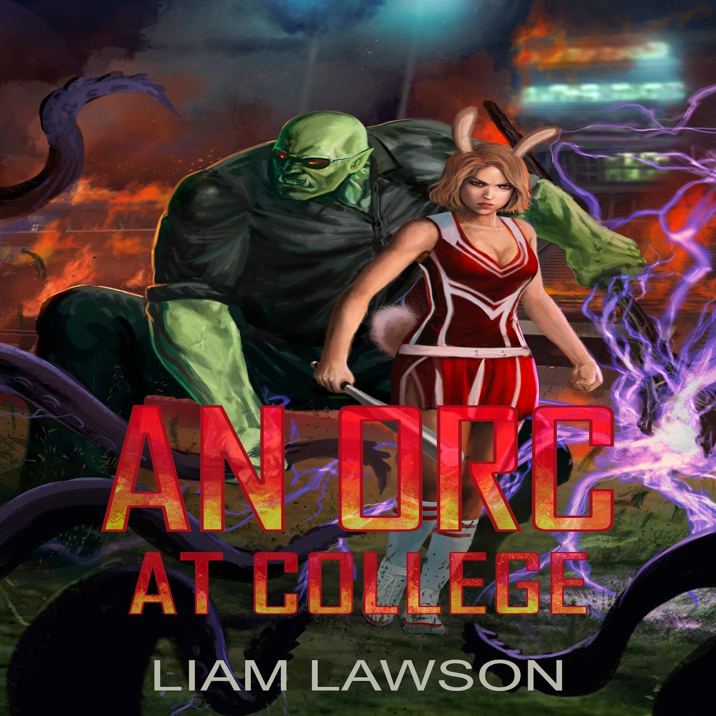 Cover art for An Orc at College: A Contemporary Sword and Sorcery Harem Fantasy