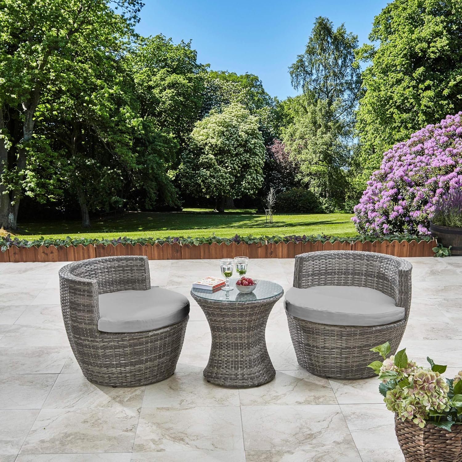 Laura James Rattan Furniture - 2 Seater Bistro Set 2 Chairs and Coffee ...