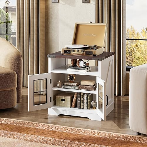 Miniatura 6 de WLIVE Farmhouse End Table, 24" Side Table with Charging Station, LED Farmhouse Nightstand with Adjustable Storage Shelf for Living Room, Bedroom,