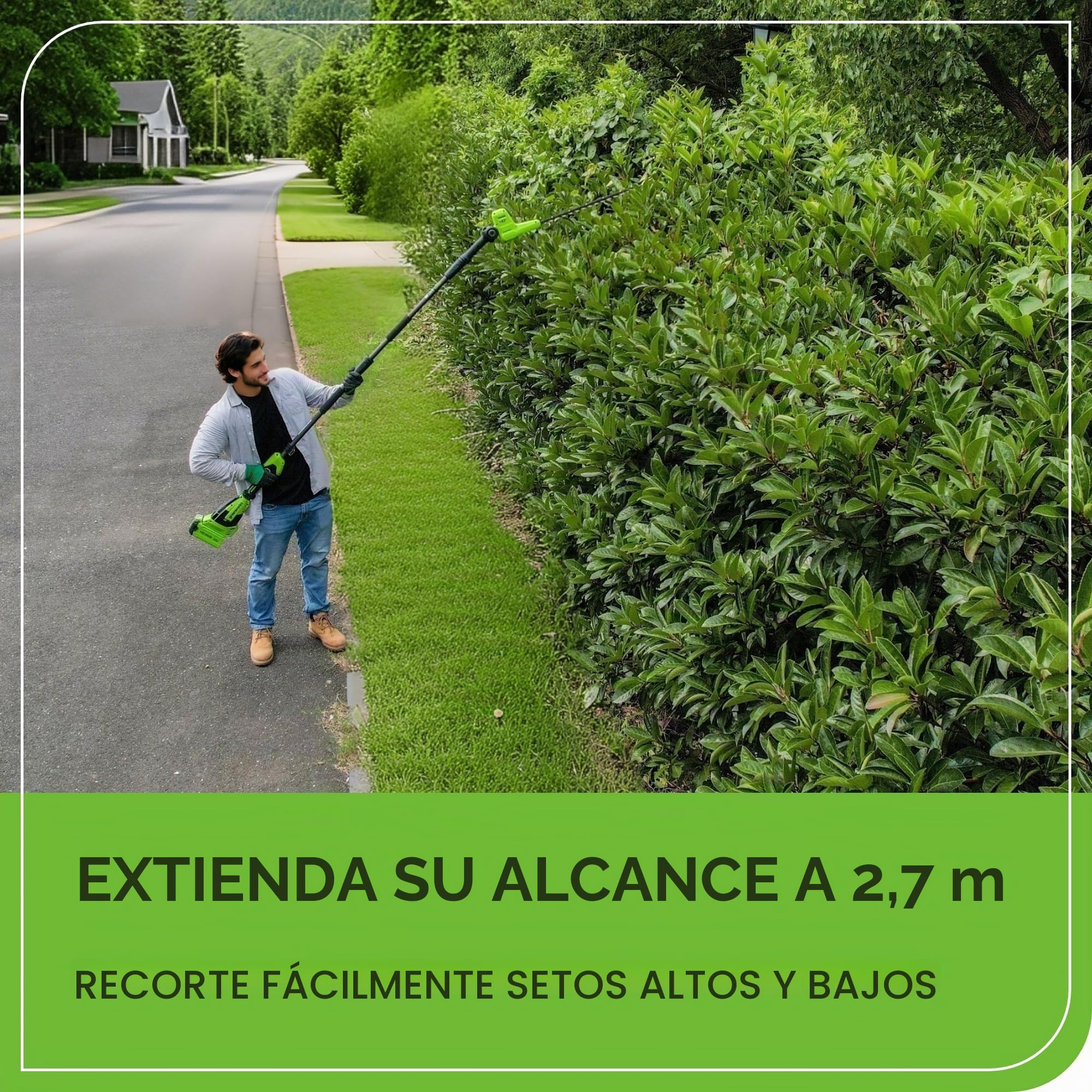 Greenworks 40V Cortasetos con Eje Divisible, Cuchillas Doble Acción de 51 cm, Corta Ramas 28 mm Grosor, Pivote Cabezal de 112.5°, 3200 SPM SIN Batería ni Cargador PH40B01-01