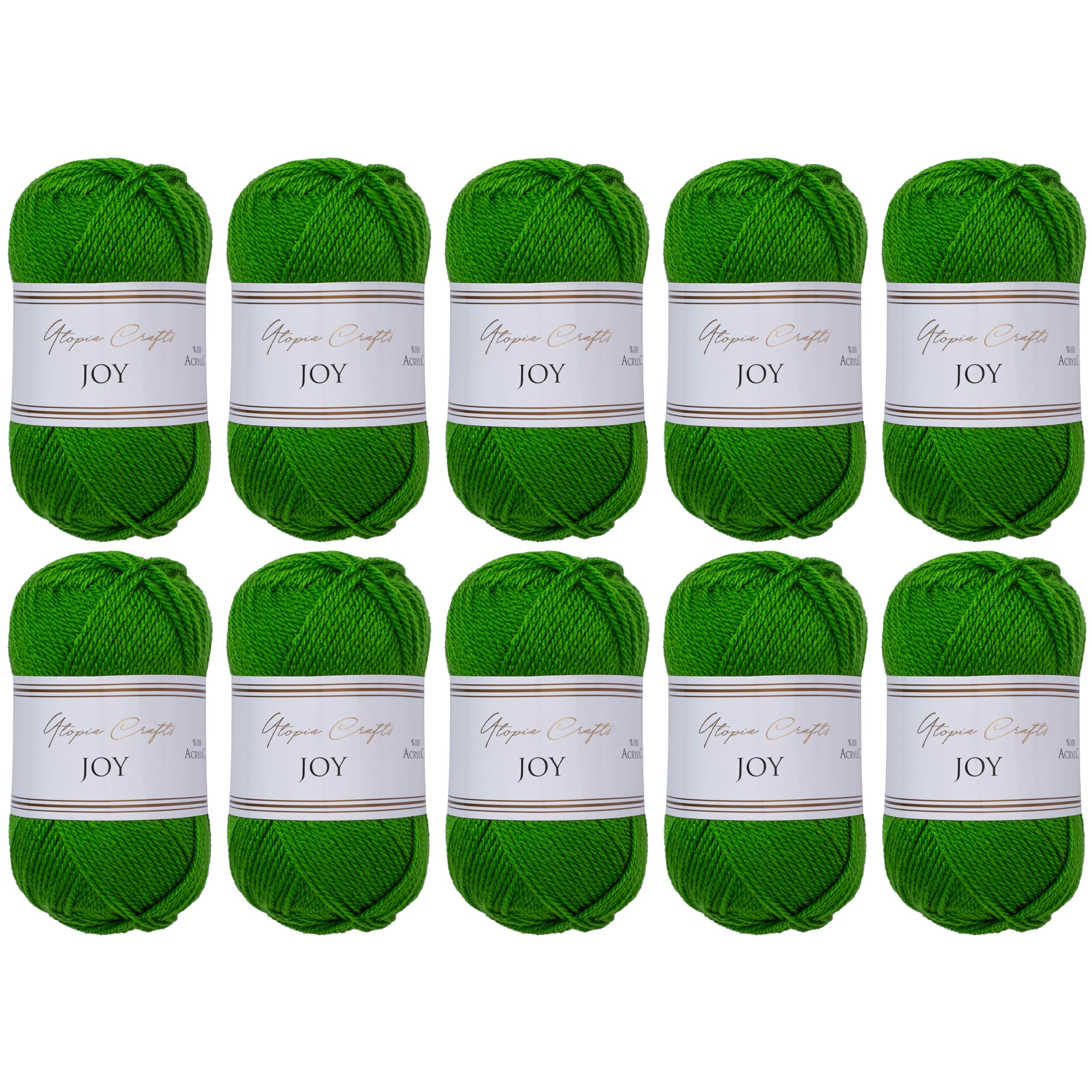 Utopia Crafts Joy Plain Knitting and Crochet Yarn, Soft, Easy Care, 100% Polyacrylic, 10 x 50 g Ball, 150 m (Emerald Green)