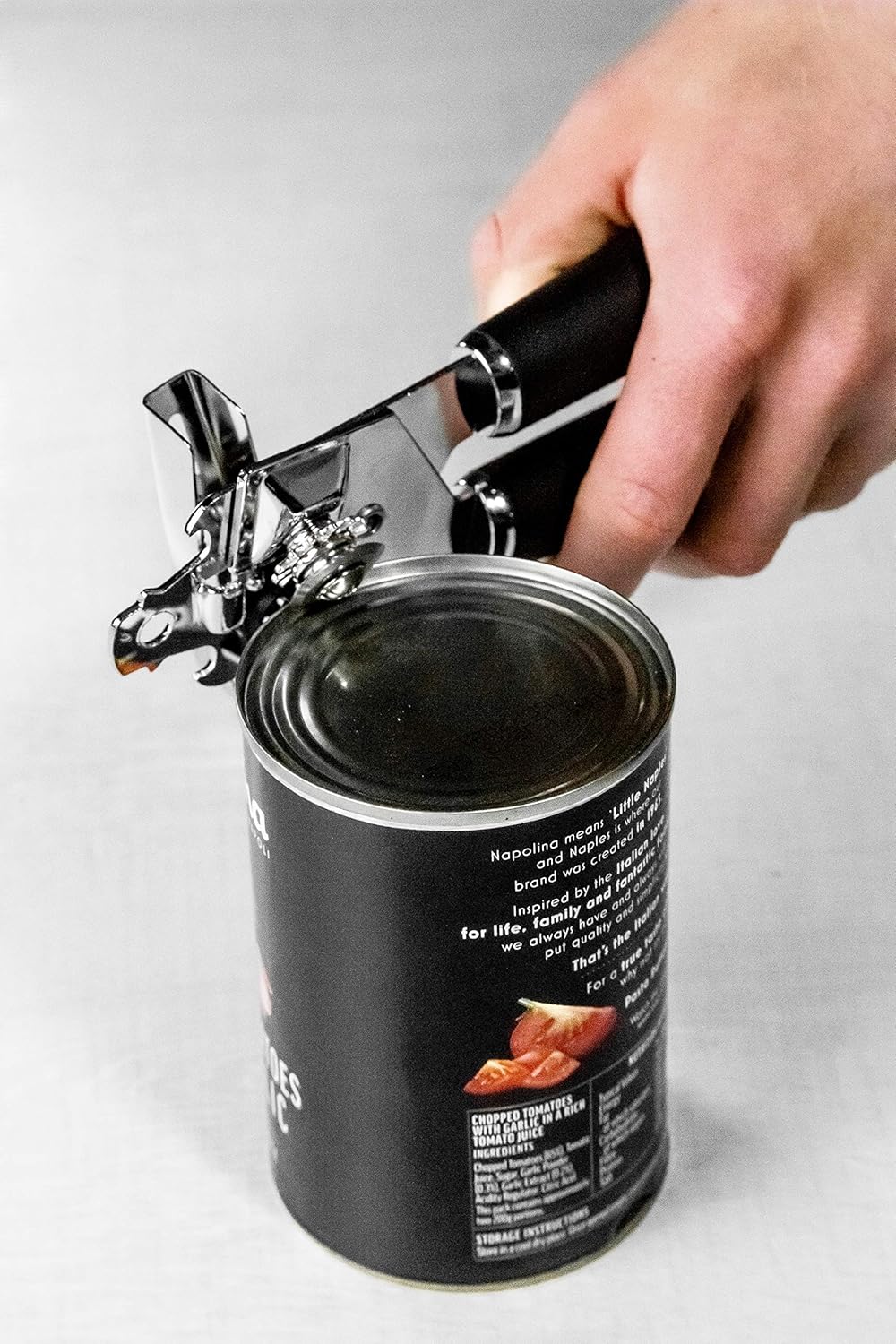 MasterClass Can Opener with Soft Grip Handles, Stainless Steel, 19 cm, Black