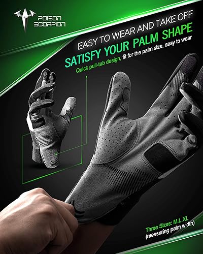 Miniatura 6 de Guantes POISON SCORPION para motocicleta, guantes táctiles con dedos completos para hombres y mujeres, antideslizantes, transpirables, negro, XL,