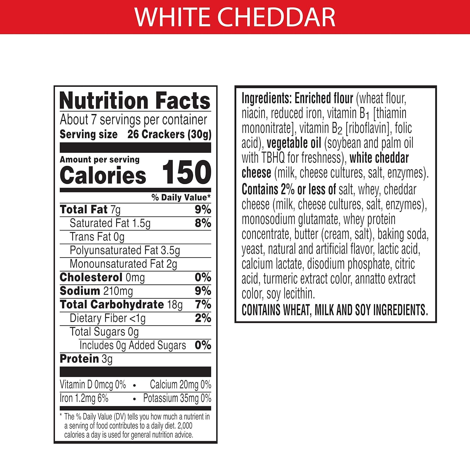 Cheez-It Cheese Crackers, Baked Snack Crackers, Office and Kids Snacks, White Cheddar, 7oz Box (1 Box)