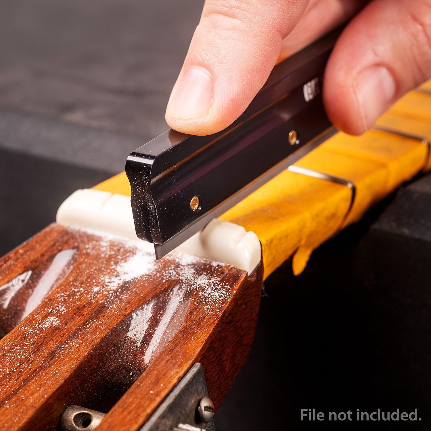 StewMac Guitar Nut File Backer for Narrow Files - Stabilizing Backer Tool for Accurate Nut Slotting, Filing & Alignment