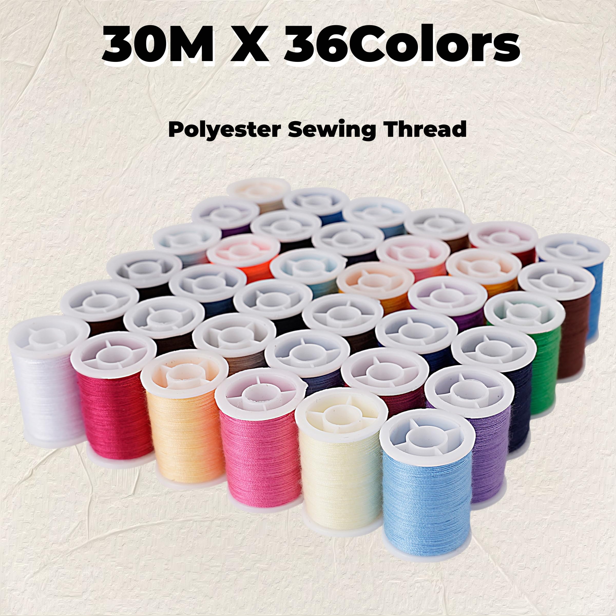 Hilo de coser de poliéster de 36 colores, 30 m por bobina, para coser a mano y uso en máquina de coser