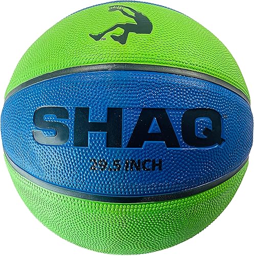 Shaq Baloncesto compuesto oficial tamaño 7 con mini bomba de 29.5 pulgadas para interiores y exteriores, agarre duradero