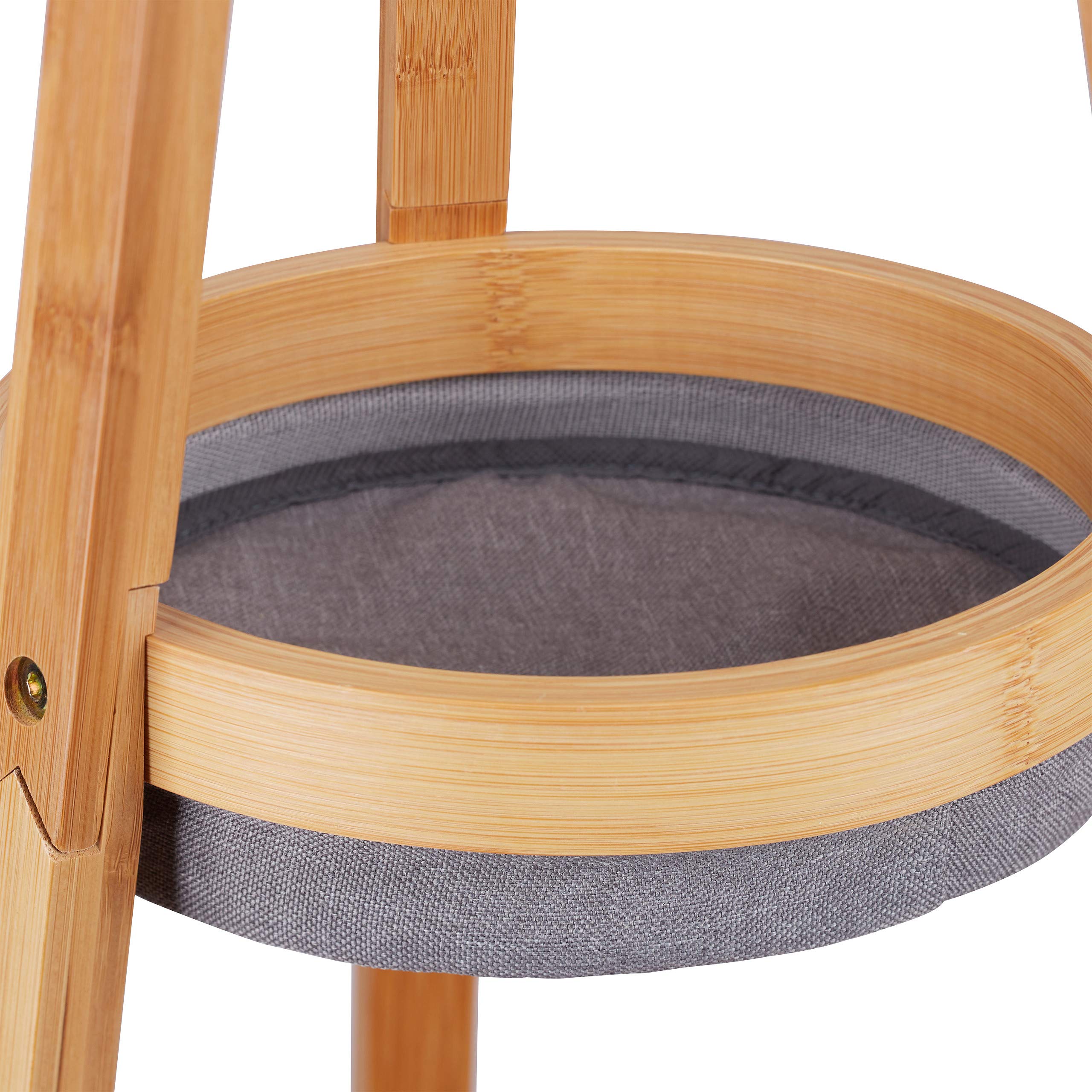Relaxdays Appendiabiti, Moderno Attaccapanni in Bambù 2 Ripiani, 6 Ganci, Design ad Albero, 178x50x50 cm, Legno Naturale