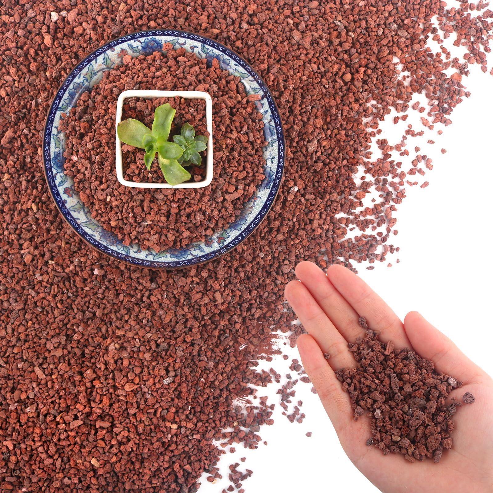 Mulctun 45Lb Horticultural Lava Rock - Succulent Soil Amendment, Decorative Cactus Soil Potting Mix, Volcanic Rock for Aquarium, Fairy Gardening Top