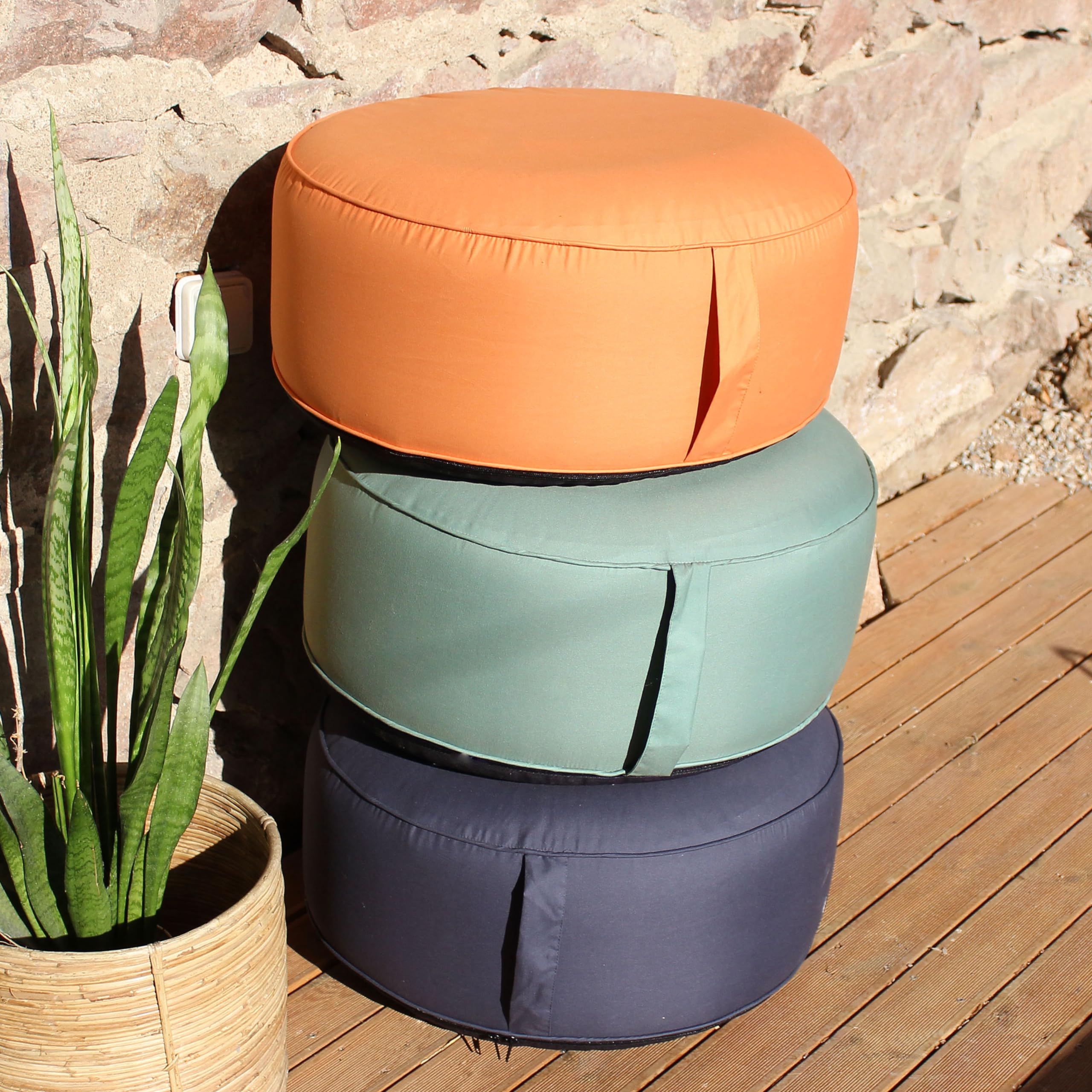 Pouf da esterno rotondo gonfiabile arancione 55 x 55 cm Borneo