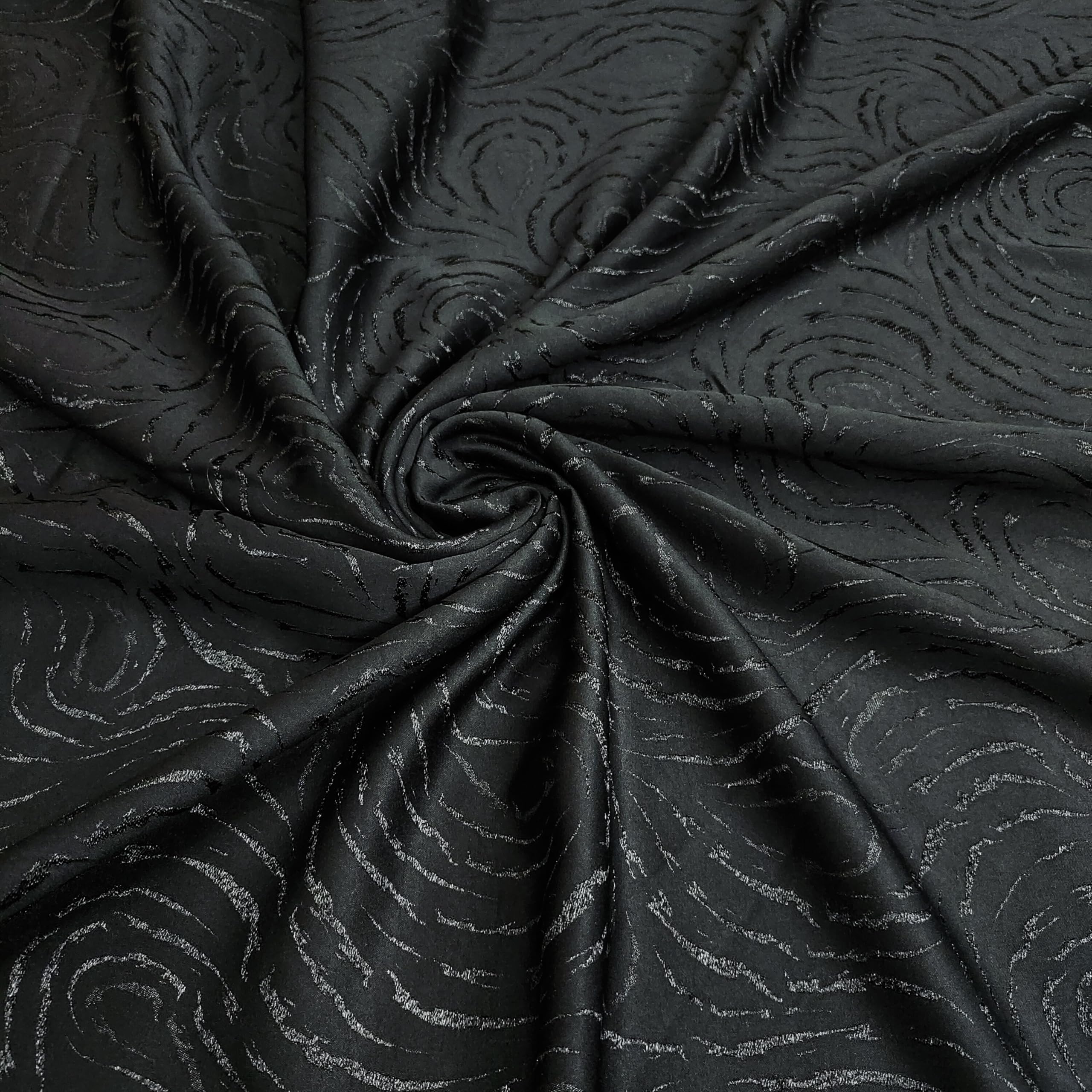 Premium Embossed Black Jacquard Fabric – Polyester, 2 Meter Length, 2.5" Width | Ethnic & Formal Wear Fabric-image-12