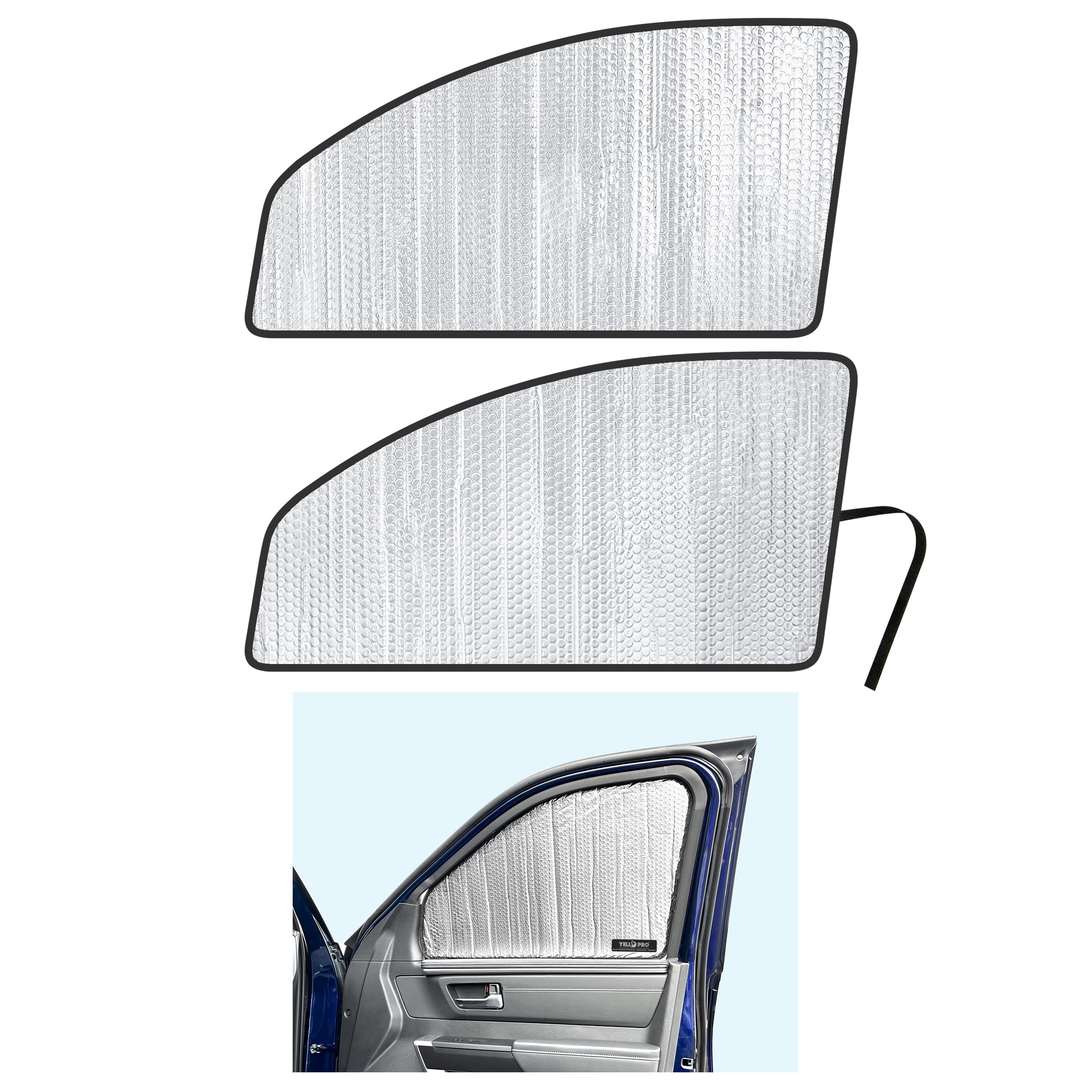 YelloPro Custom Fit Side Window Sunshade (Set of 2) Front Seat for 2022 2023 2024 2025 Toyota Tundra - Crew Max Cab 4Dr, UV Reflector Sun Visor Protector Blocks Accessories [Made in USA]