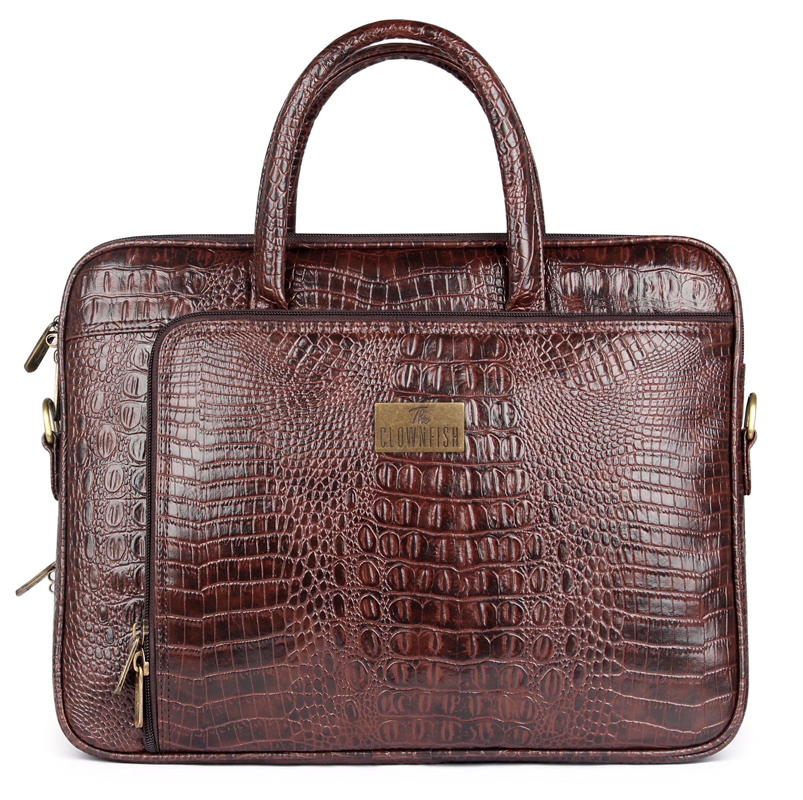 THE CLOWNFISH Unisex-Adult Crocodilan Laptop Bag/Messenger Bag For 15.6 Inch Laptops (Rust Brown) (B08DHYFJ41) Amazon Price History, Amazon Price Tracker