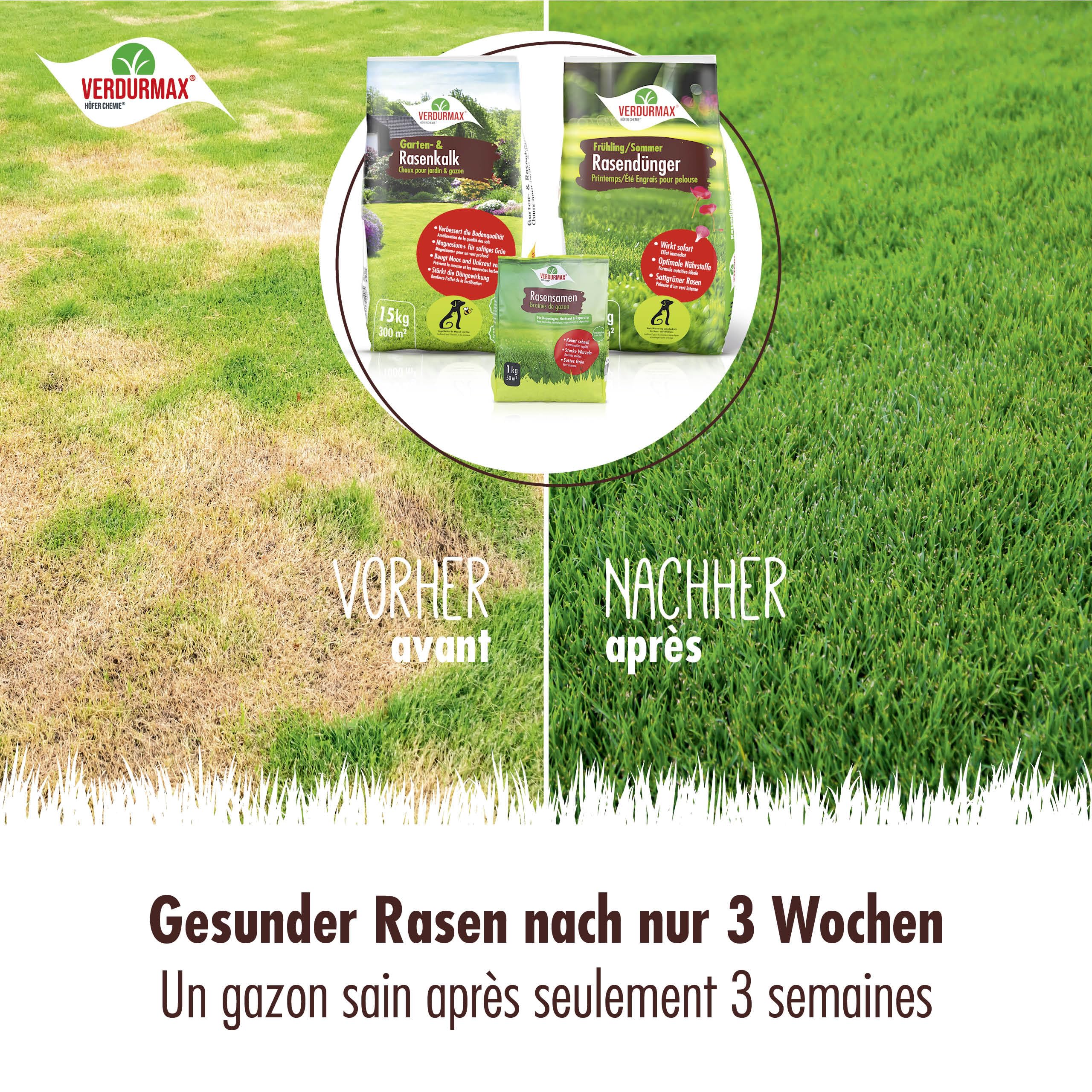 Verdurmax 15 kg de chaux pour jardin et pelouse - Optimisation du pH - Amendement calcaire avec magnésium pour un vert intense - Améliore l’absorption des nutriments par l’herbe et les plantes