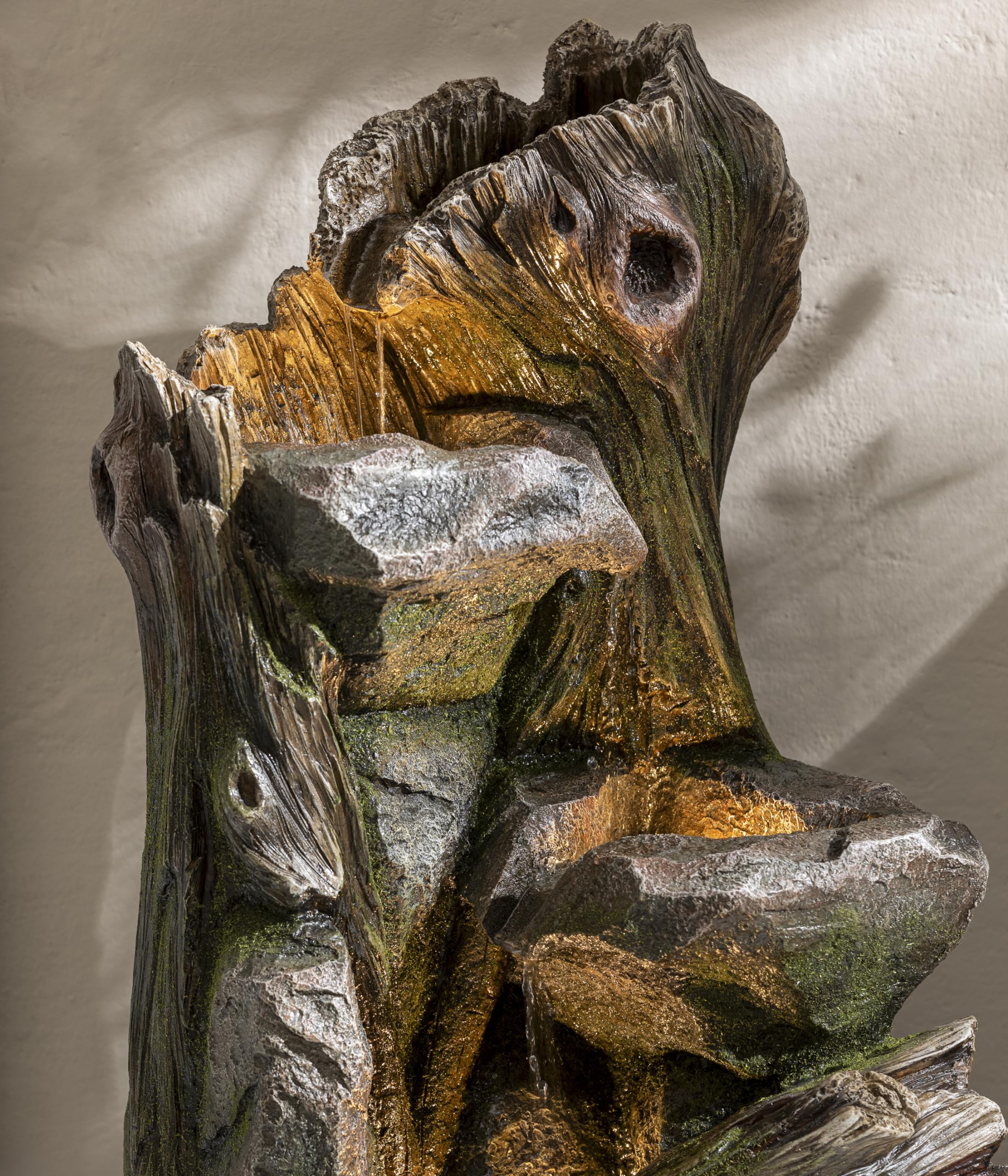Dehner Gartenbrunnen Grano, Solarbrunnen frostbeständig, Brunnen für Außen, mit LED Beleuchtung, ca. 79.4 x 40.7 x 37.2 cm, Polyresin, grau