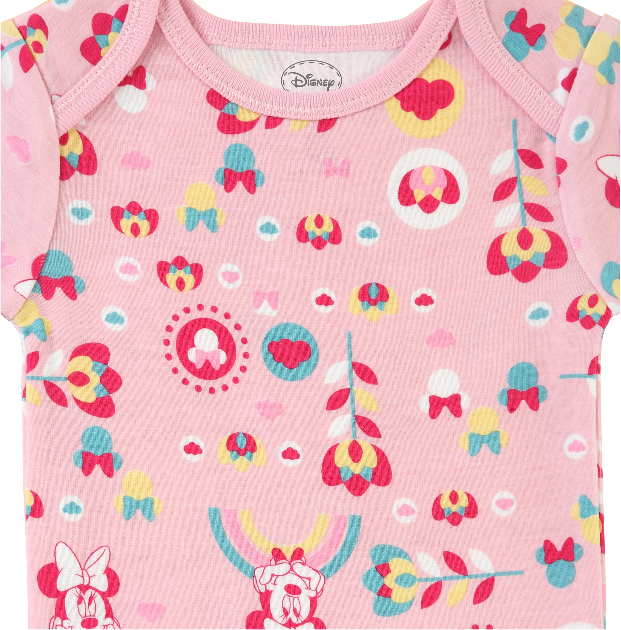 Body coccolone con Grow an Inch Snaps, Minnie Mouse Floral Rainbow 3 Pack, Pink / Yellow / Fuschia, 0-3 mesi