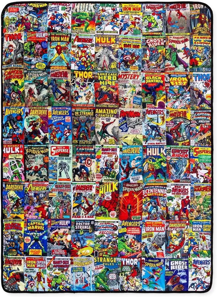 Marvel Comics Covers Fleece Throw Blanket | Soft Polyester Cover for Sofa, Bed | 45 x 60 Inches