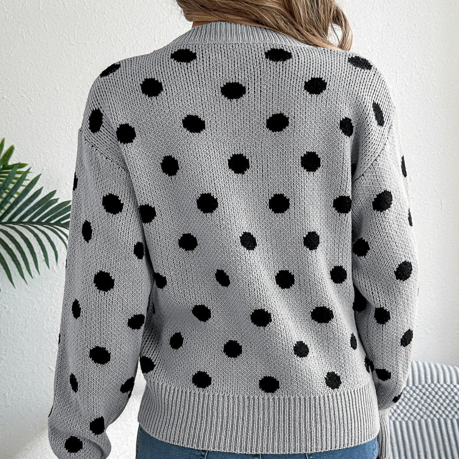 Maglione Donna Maglione Autunno Inverno Femminile Maglione per Maglione Casual Pullover A Maniche Lunghe retrò-Grigio-m