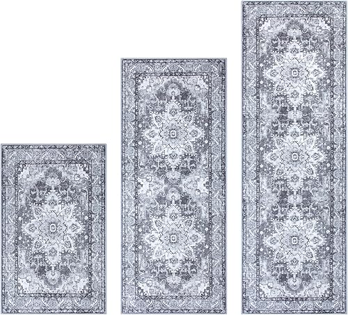 Miniatura 9 de Juego de 3 alfombras de cocina antideslizantes lavables para el suelo, juego de 3 alfombras de cocina súper suaves para cocina, lavandería, entrada,