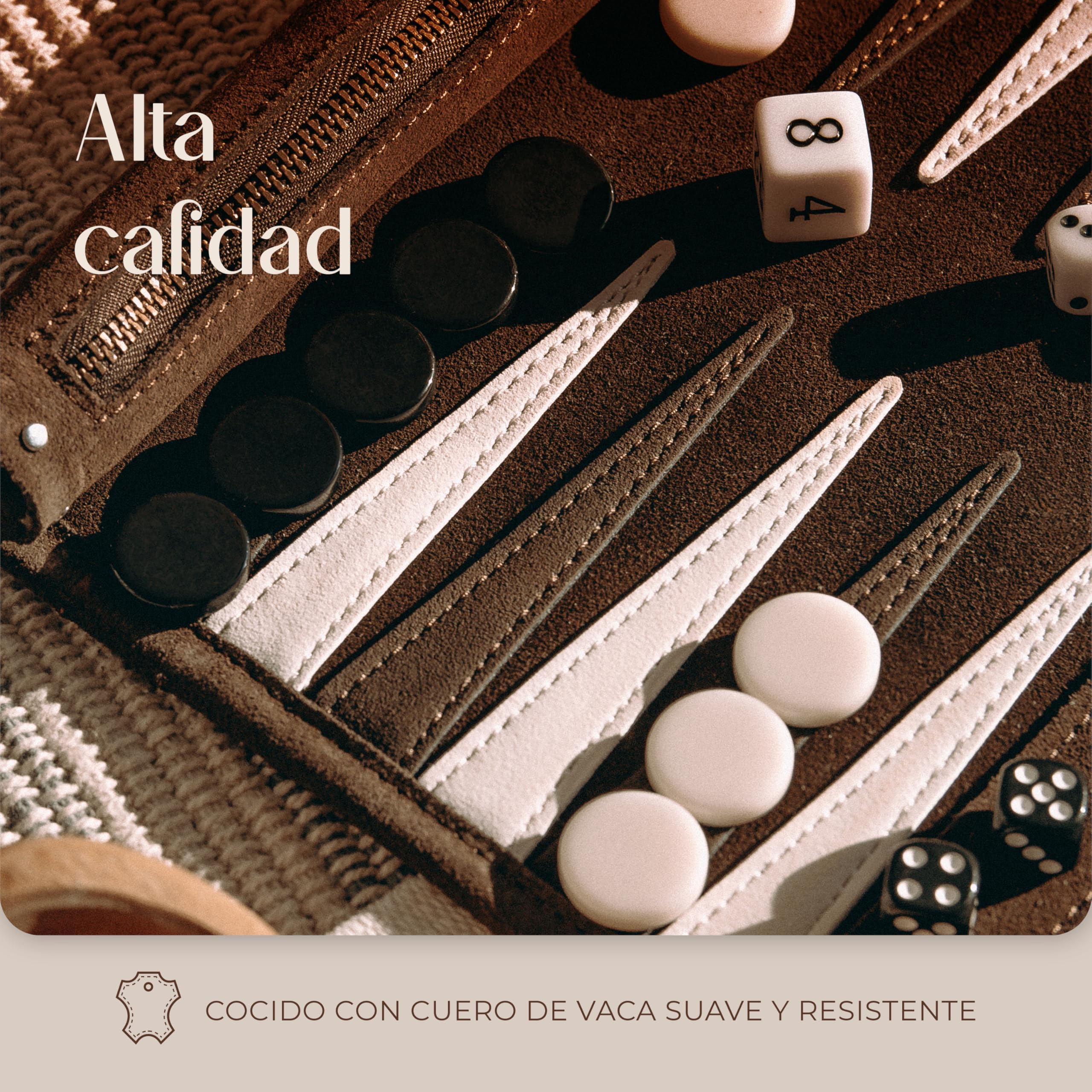 Amari ® Backgammon - Backgammon de viaje para viajes y viajes – Back Gammon, juego de maletas de backgammon de viaje de piel