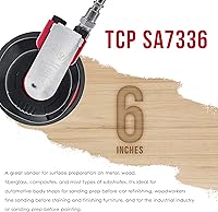 Vista 5 de TCP Global Lijadora de palma neumática profesional de doble acción de 6 pulgadas con almohadillas de respaldo PSA y gancho y bucle, lijadora