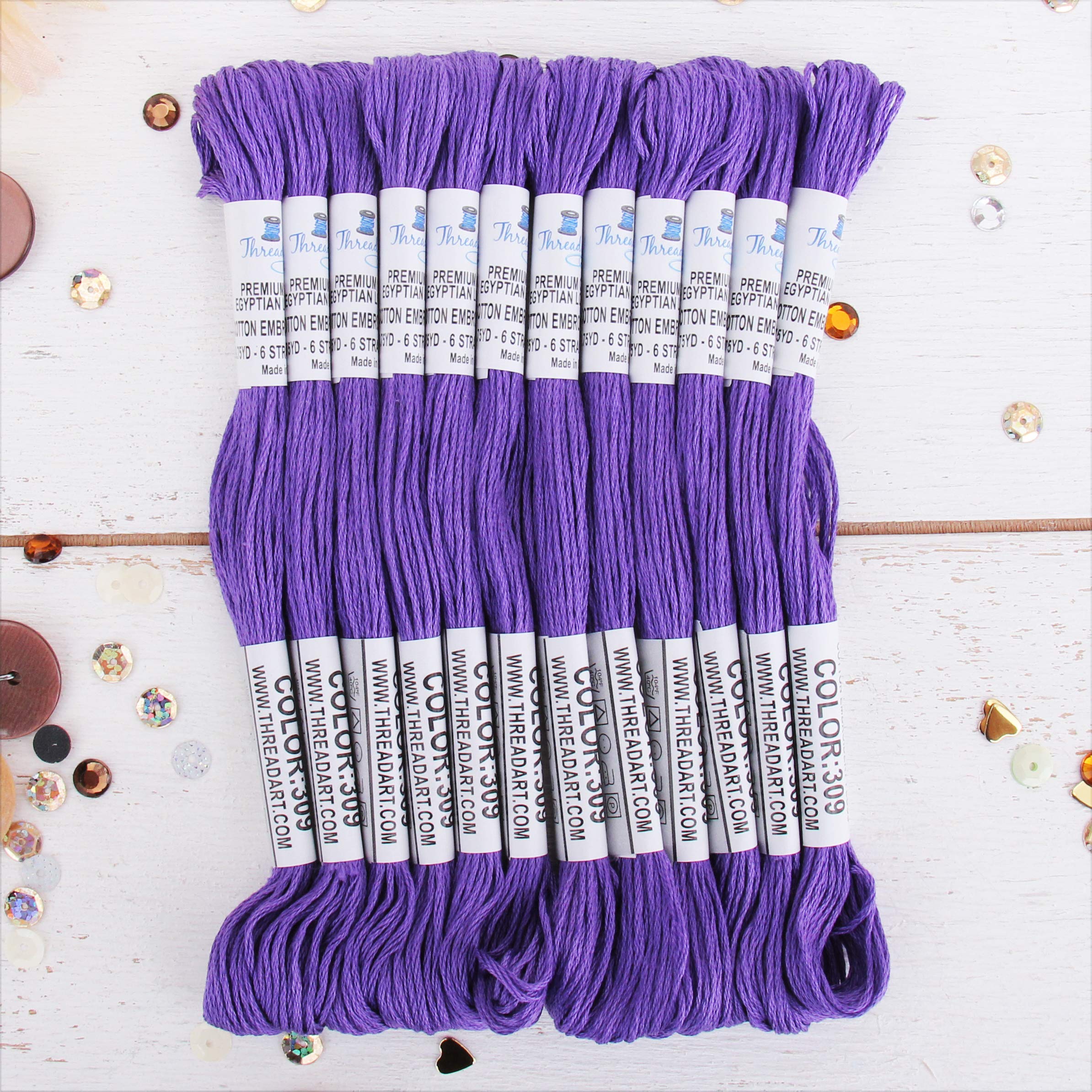 12 Skeins ThreadArt Cotton Embroidery Floss, Violet