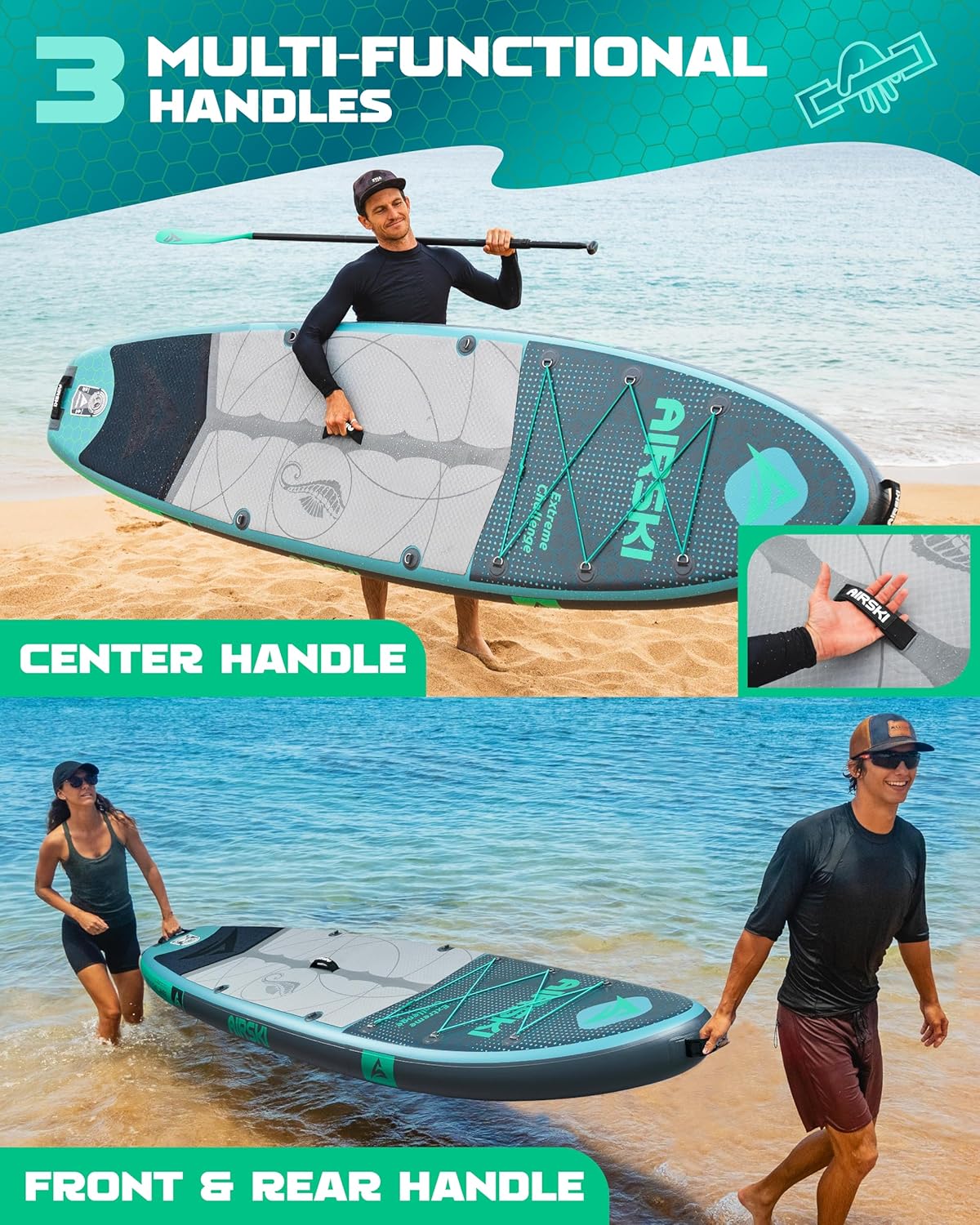 11'x34'' Extra Wide Inflatable Paddle Board, Stand-up Paddleboard for Adults, 420lb Capacity, Anti-Slip EVA, Stand-up Paddle Board for Yoga/Fishing/Family, US Fin, High-Pressure Pump, 100L Bag