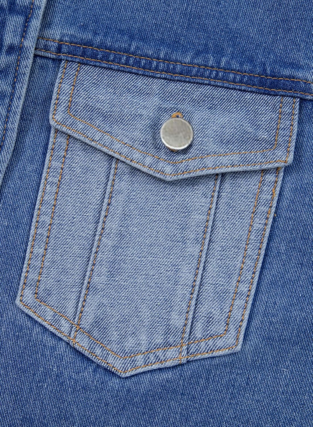 Sidefeel Women's Jean Jacket Oversized Boyfriend Shacket Button Down Long Sleeve Trendy Tonal Wash Denim Jackets - Image 7