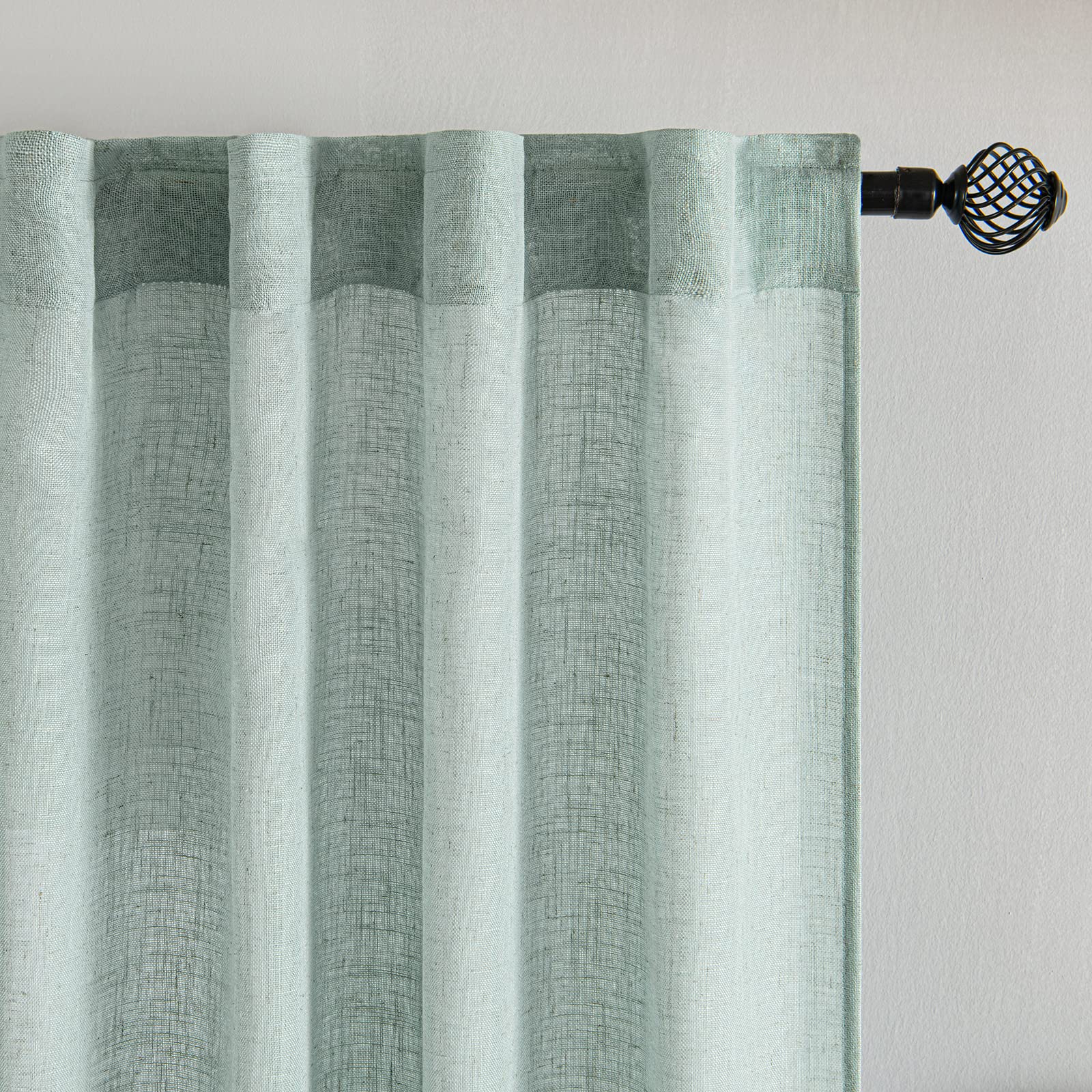 MIULEE Juego de Cortinas de Lino Translúcido de Dos Piezas Cortinas Modernas para Dos Puertas de Balcón Cortinas para Salón Dormitorio 2 Piezas Turquesa 225x140cm (HxL)