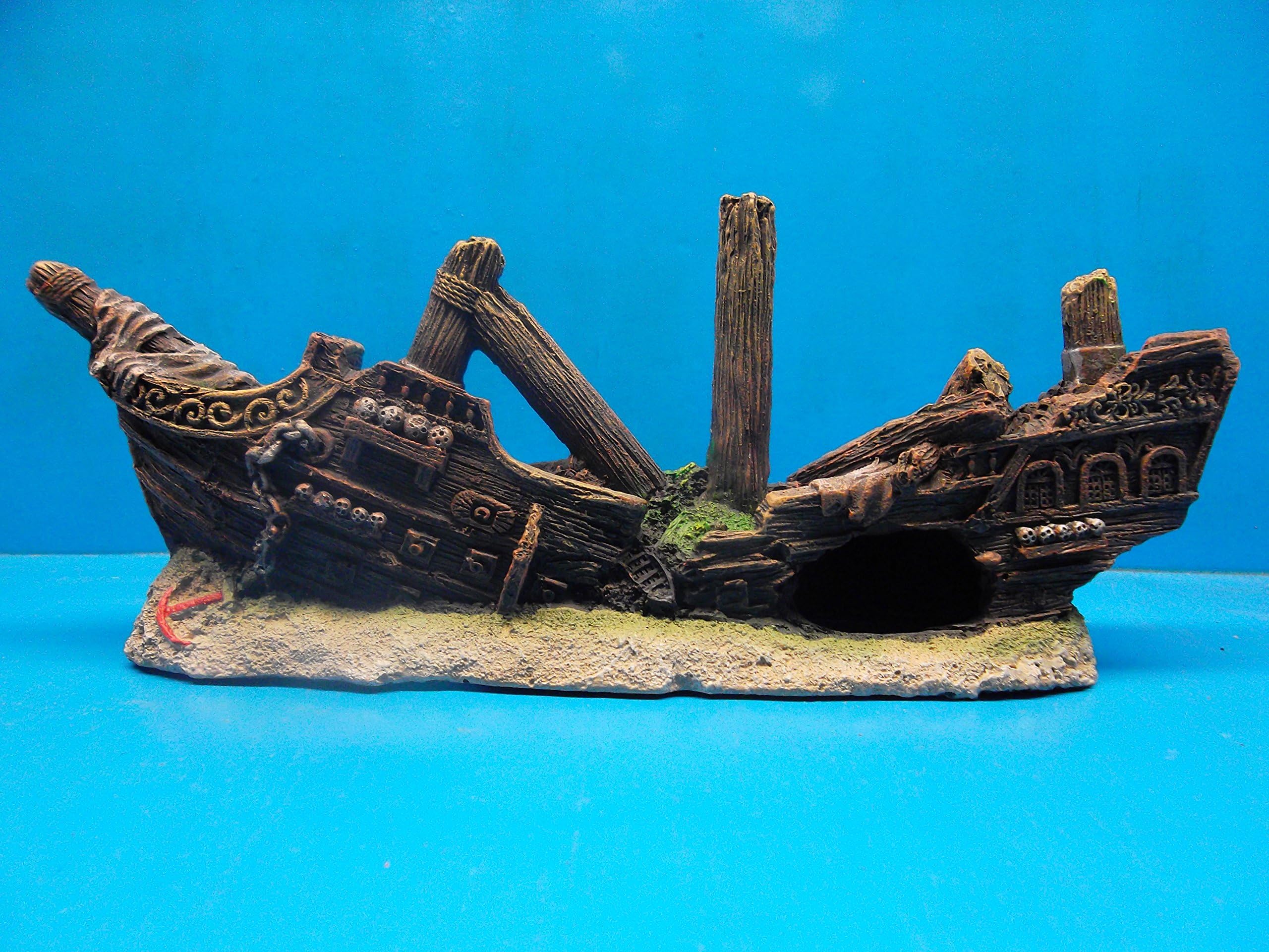 Uear Sunken Pirate Shipwreck Ruins FantaSea WS081 Aquarium Decoration
