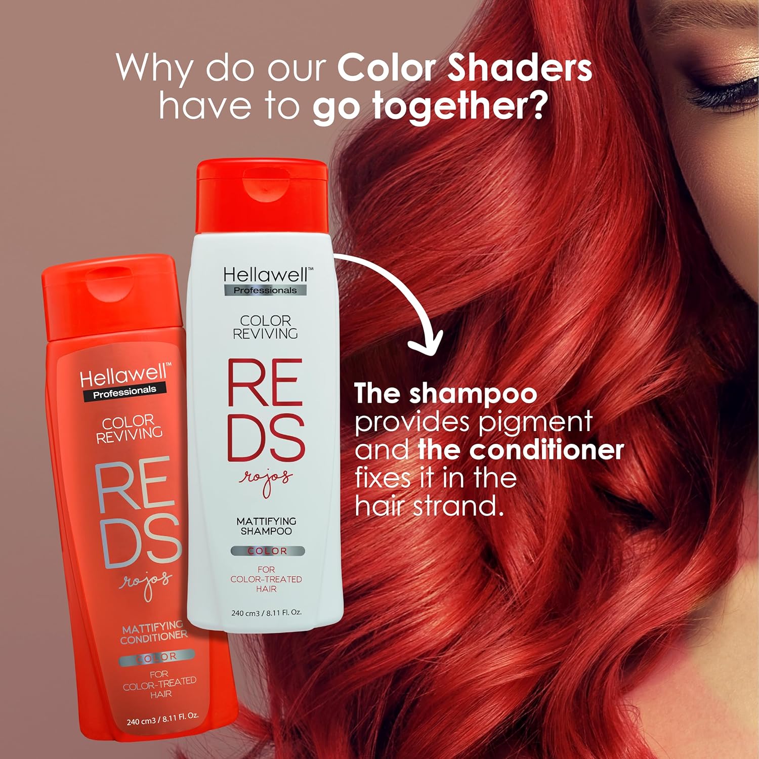 Color Reviving Shampoo and Conditioner Kit for Red Hair | Reds Tones | Intense and Brilliant Color | 8.11 oz - Image 3