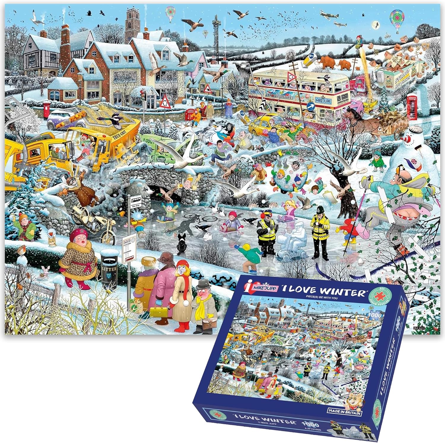 Mike Jupp Jigsaw Puzzles - I Love Winter - 1000 Piece Jigsaw Puzzle for Adults | Made in Britain | 66cm X 50cm 19.7x26 in