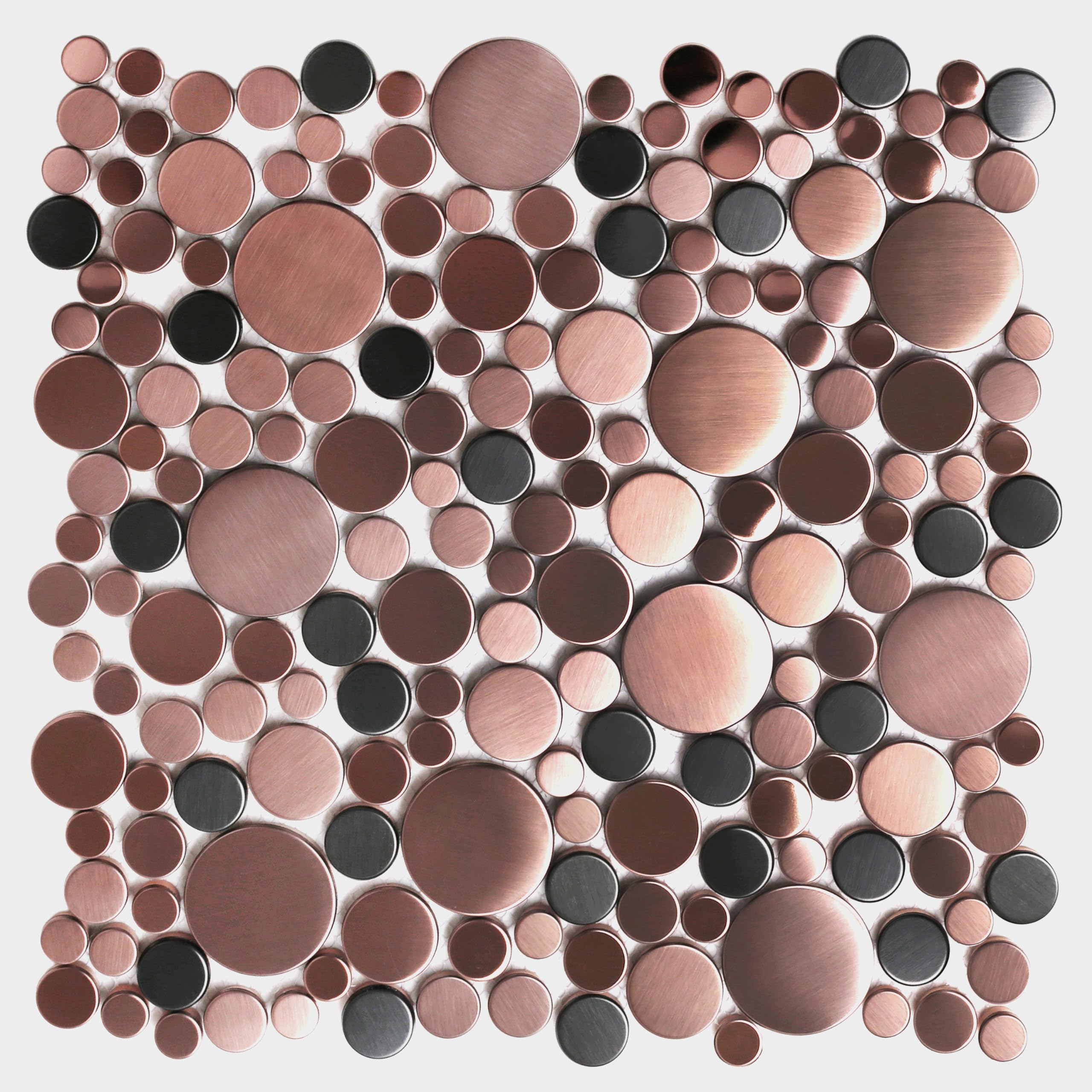 Blujellyfish Copper Backsplash Accent Wall Tile Penny Mosaic Tile for Shower Floor Bathroom Bubble Tiles (Box of 5 Sheets)