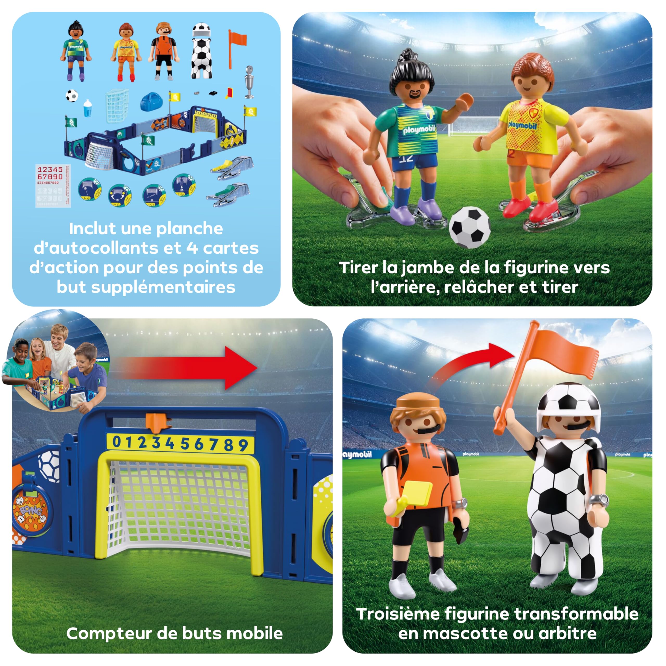 PLAYMOBIL My Life 72056 Arena de Football avec mécanisme de tir et 2 buts pour Jouer à partir de 4 Ans