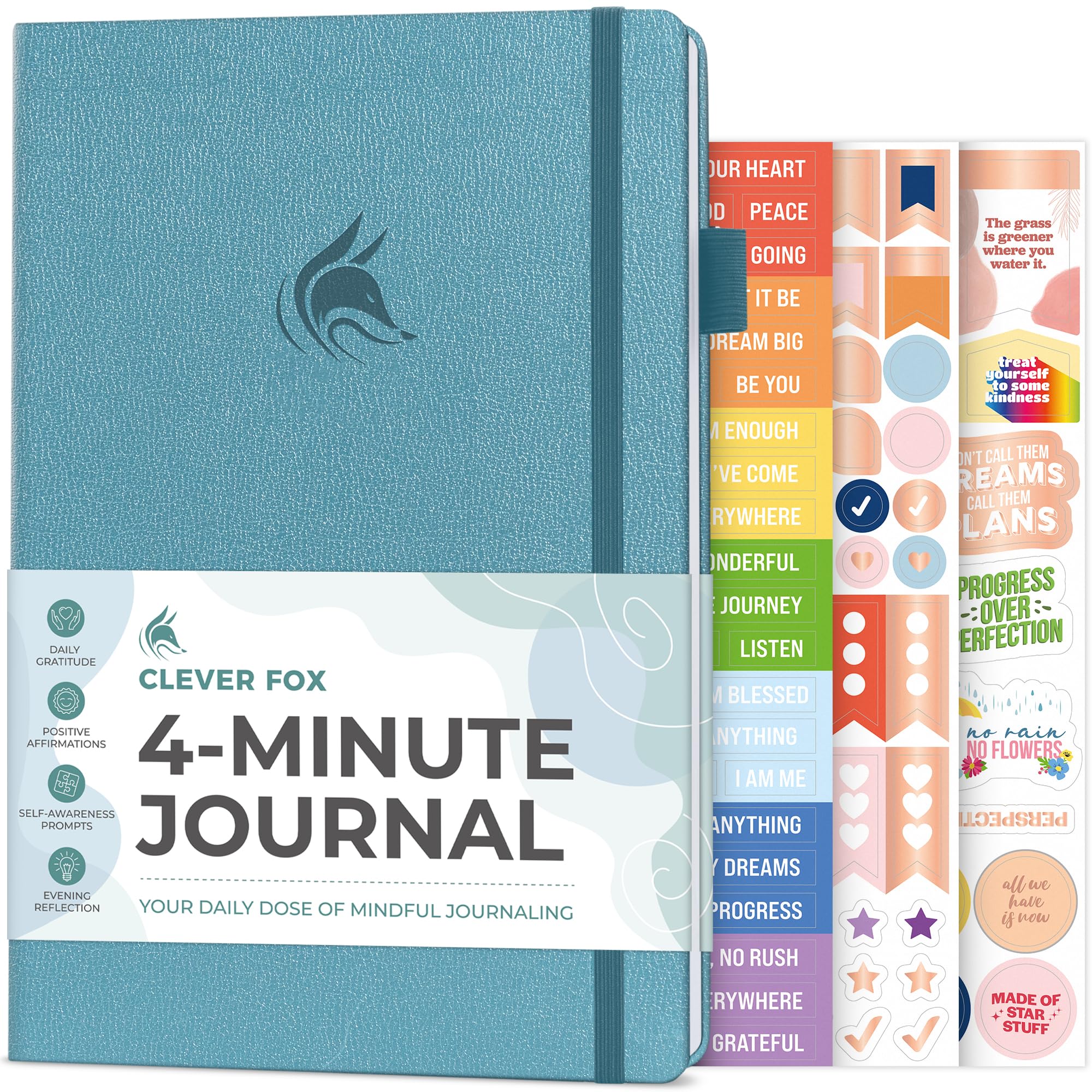 Clever Fox Four-Minute Journal, Daily Positivity Journal with Prompts, Motivational Affirmation