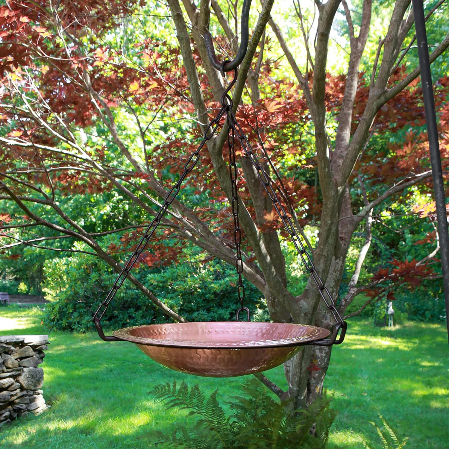 Achla Designs 201-6102 14-in Solid Hanging Birdbath, Satin Copper