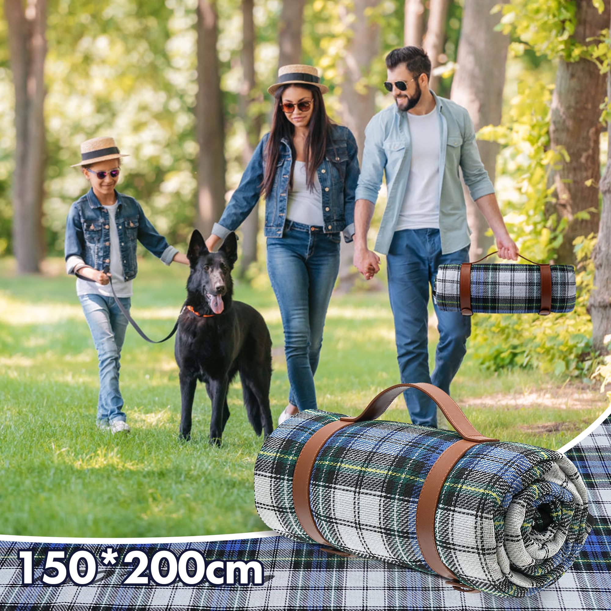 TRIXES Coperta da picnic XL impermeabile con maniglia per trasporto
