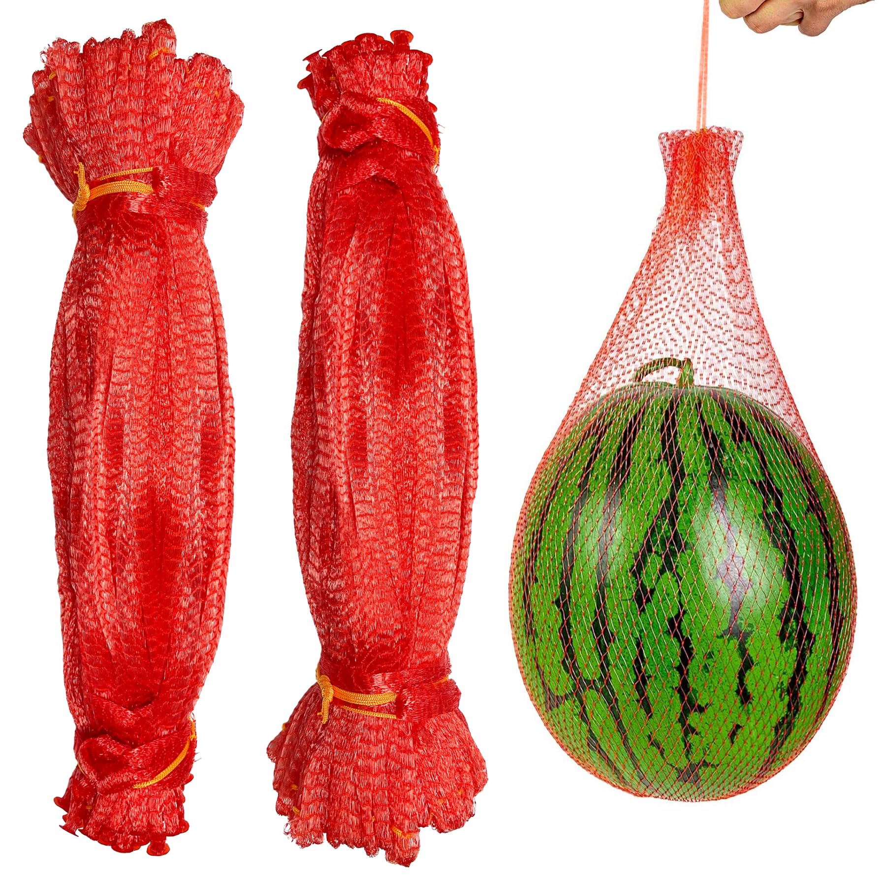 TZEKING 100 Piezas Sbolsas para Reutilizables Más Grueso Redes de Sandía,60cm Bolsas Colgantes de Soporte de Frutas,Redes Melón con Cordón,Aplicable a Frutas, Melones y Protección de Jardines