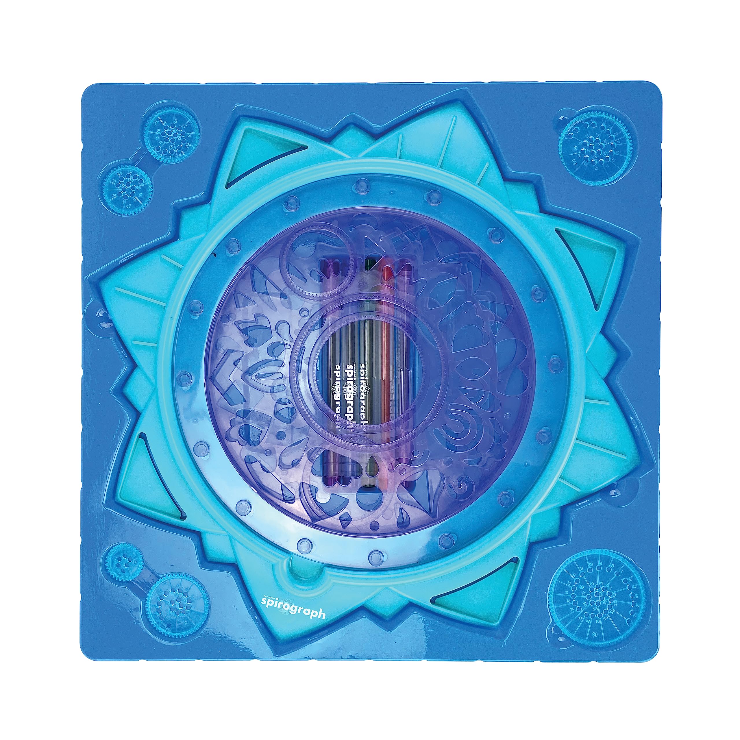 Silverlit - SPIROGRAPH Mandala Creator - Actividades creativas - Set de actividades - contiene: un marco, 2 plantillas, 6 pequeñas ruedas con muescas, 5 bolígrafos y 40 hojas A4 - A partir de 8 años