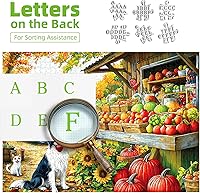 Vista 3 de Blueforest Rompecabezas para adultos de 1000 piezas, rompecabezas de otoño del mercado de la granja, rompecabezas familiar imposible, difícil