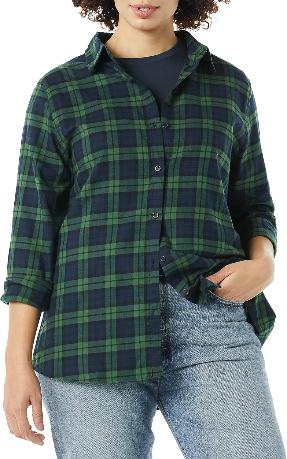 Amazon Essentials Women's Regular-Fit Long-Sleeve Lightweight Plaid Flannel Shirt - Image 5