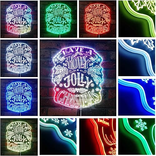 Miniatura 3 de ADVPRO Holly Jolly Christmas RGB Dynamic Glam LED Sign - Forma de corte a borde - Decoración de pared inteligente 3D - Iluminación dinámica