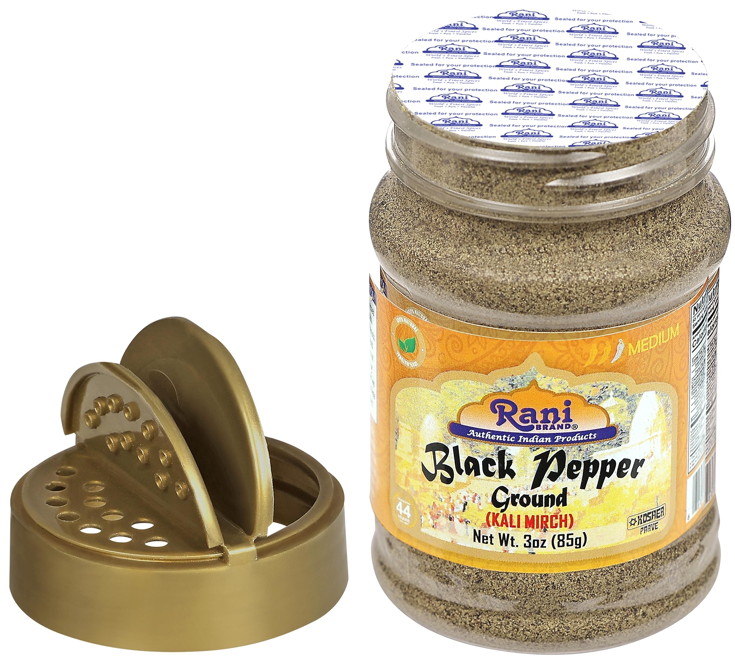 Rani Black Pepper Fine Powder 80 Mesh 3oz (85g) PET Jar ~ All Natural | Vegan | Gluten Friendly | NON-GMO | Kosher | Product of Vietnam